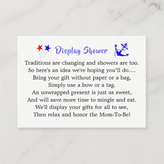 Nautic Baby Shower Boy Sailor Blue Begleitkarte (Vorderseite)