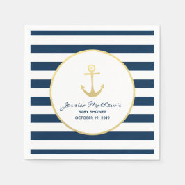 Nautic Baby Showroom Navy Gold Anchor Serviette
