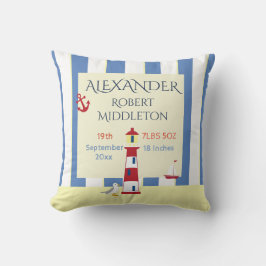 Nautic Baby Stats Boy Blue Stripes Kissen