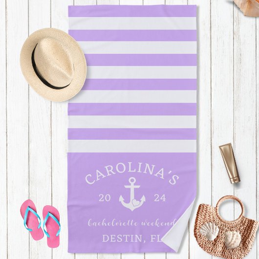 Nautic Bachelorette Weekend Lavender & White Strandtuch