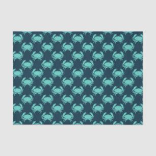 Nautic Beach Aquamarin Crab Pattern Navy Blue Seidenpapier
