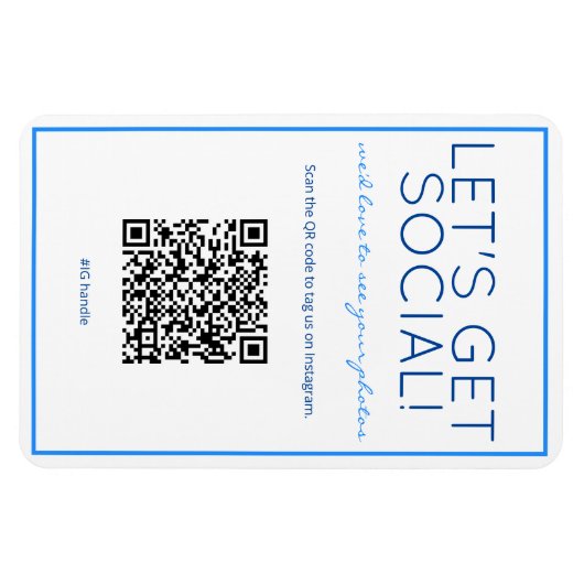 Nautic Beach Blue QR Code Social Media Magnet (Horizontal)