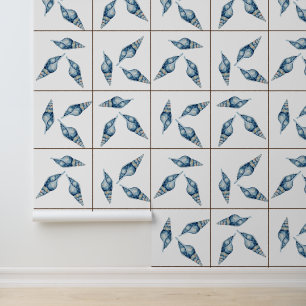 Nautic Beach Blue Seashell Muschel Weiße Imitate T Tapete