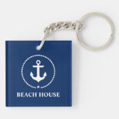 Nautic Beach House Anchor Rope Navy Blue Schlüsselanhänger (Rückseite)