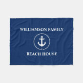 Nautic Beach House Familienname Navy Blue Fleecedecke (Vorderseite (Horizontal))