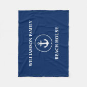 Nautic Beach House Familienname Navy Blue Fleecedecke (Vorderseite)