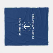 Nautic Beach House Familienname Navy Blue Medium Fleecedecke (Vorderseite (Horizontal))
