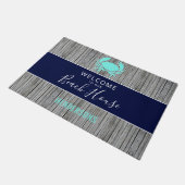 Nautic Beach House Rustic Family Monogram Name Fußmatte (Schrägansicht)