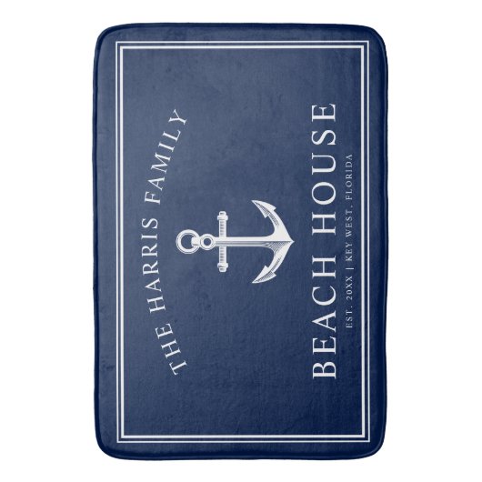 Nautic Beach House| Willkommensmarkt und Weiß Badematte (Vorderseite Vertikal)