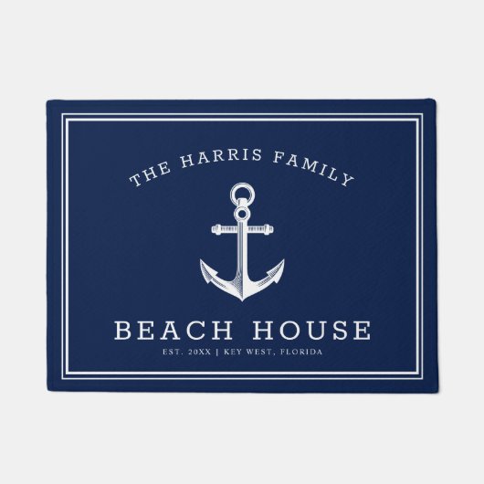 Nautic Beach House| Willkommensmarkt und Weiß Fußmatte (Vorderseite)