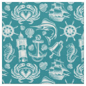 Nautic Beach Ocean Pattern Stoff (Nahaufnahme)