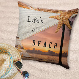 Nautic Beach Scrapbook Sunset Pillow Kissen