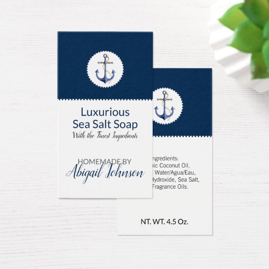 Nautic Beach Sea Salt Clay Handmade Soap Tag (Schreibtisch)