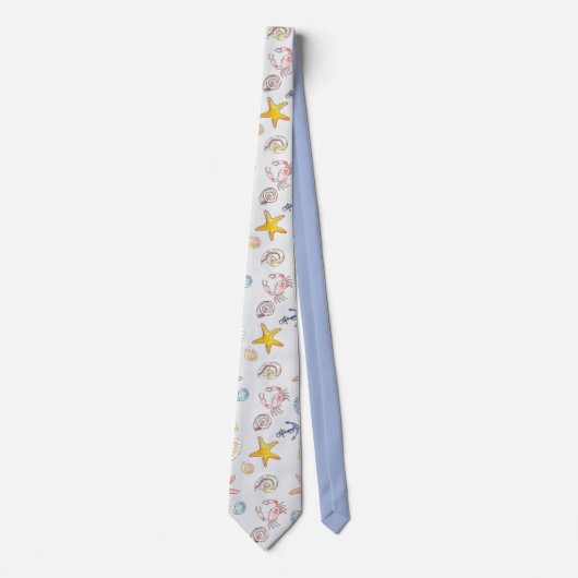 Nautic Beach Starfish Segel Anchor Muster Krawatte (Vorderseite)