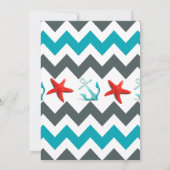 Nautic Beach Thema Zickzack Anchors Starfish Einladung (Rückseite)