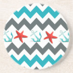 Nautic Beach Thema Zickzack Anchors Starfish Getränkeuntersetzer<br><div class="desc">Nautical Beach Theme Zickzack Anker Starfish mit blauen und türkisfarbenen Zickzack Streifen mit aquamarinen Ankern und leuchtend roten Seestern zentriert in der Mitte des Zickzack Musters. "nautische" "Beachthema" "sommerlicher" "Anker" "Seesterne" "gestreiftes Muster" "Seaside" "Ocean" "Seore" "Zickzack" "Patterns"</div>