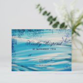 Nautic Beach Theme Ocean Blue Wedding RSVP Cards (Stehend Vorderseite)