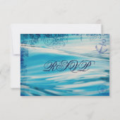 Nautic Beach Theme Ocean Blue Wedding RSVP Cards Karte (Rückseite)