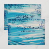 Nautic Beach Theme Ocean Blue Wedding RSVP Cards Karte (Vorne/Hinten)