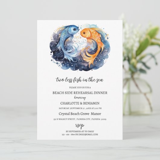 Nautic Beach Theme Probe Dinner Einladung (Stehend Vorderseite)