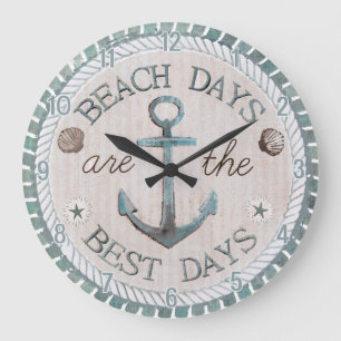 Nautic Best Days Beach Rustic Wall Clock Große Wanduhr