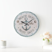 Nautic Best Days Beach Rustic Wall Clock Große Wanduhr (Zuhause)