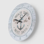 Nautic Best Days Beach Rustic Wall Clock Große Wanduhr (Winkel)