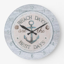 Nautic Best Days Beach Rustic Wall Clock