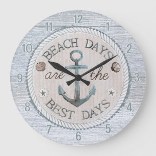 Nautic Best Days Beach Rustic Wall Clock Große Wanduhr