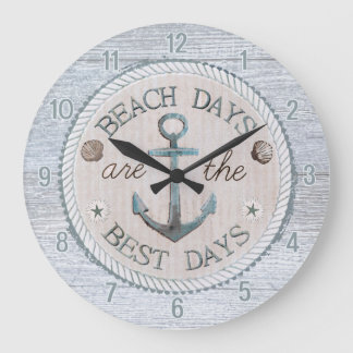Nautic Best Days Beach Rustic Wall Clock Große Wanduhr