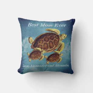 Nautic Best Mama jemals Sea Turtle Watercolor Kissen