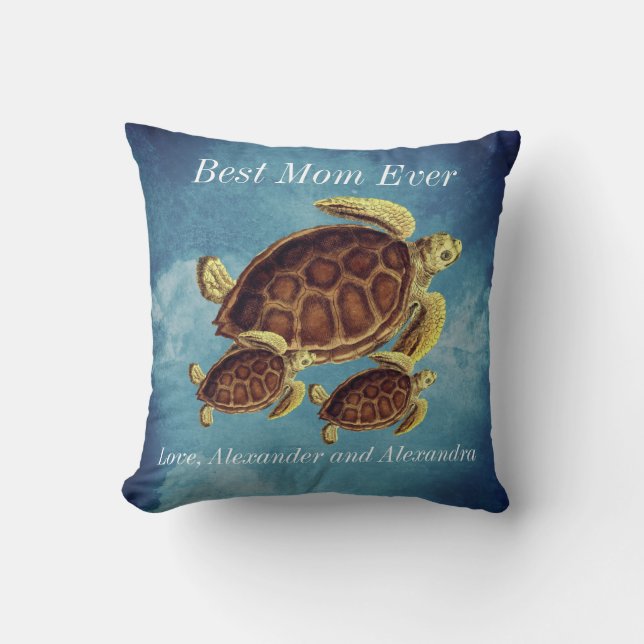 Nautic Best Mama jemals Sea Turtle Watercolor Kissen (Vorderseite)