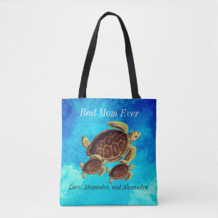 Nautic Best Mama jemals Sea Turtle Watercolor Tasche