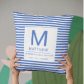 Nautic Birth Stats Newborn Baby Throw Pillow Kissen