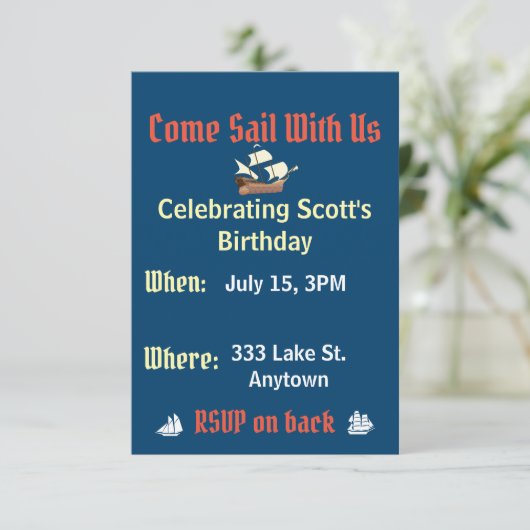 Nautic Birthday Einladung (Stehend Vorderseite)