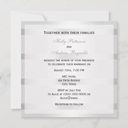 Nautic Black Anchor Silver mit BG SQ Hochzeit Einladung (Rückseite)