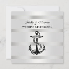 Nautic Black Anchor Silver mit BG SQ Hochzeit Einladung