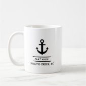 Nautic Black Custom Bootname Kaffeetasse (Links)