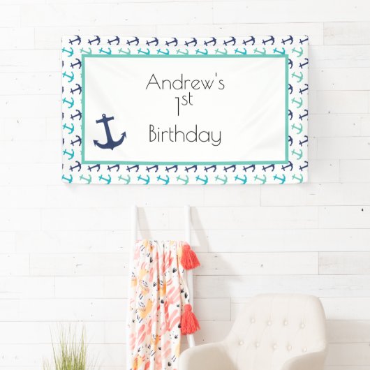 Nautic Blue Anchor Banner (Insitu)