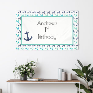 Nautic Blue Anchor Banner