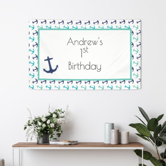 Nautic Blue Anchor Banner
