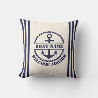 Nautic Blue Anchor Custom Boat Name Throw Pillow Kissen