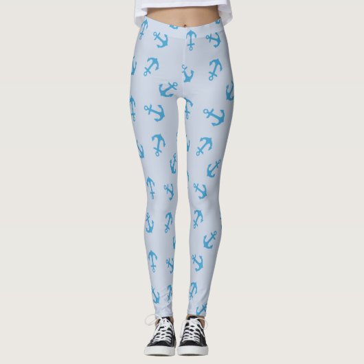 Nautic Blue Anchor Marine Leggings (Vorderseite)