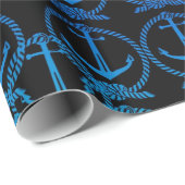 Nautic Blue Anchor Motif Wrapping Paper Geschenkpapier (Rolleneckpunkt)
