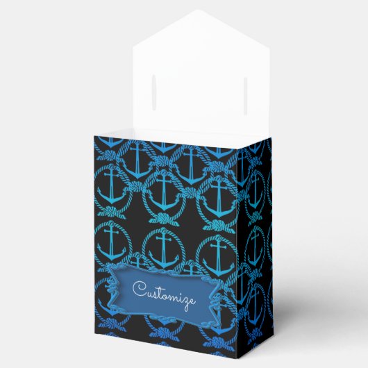 Nautic Blue Anchor Motif Zent Gevor Box Geschenkschachtel (Geöffnet)