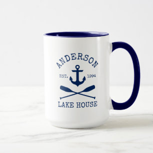 Nautic Blue Anchor Oars Name Lake House Grosses Tasse