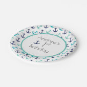 Nautic Blue Anchor Pappteller (Schrägansicht)