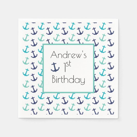 Nautic Blue Anchor Serviette (Vorderseite)