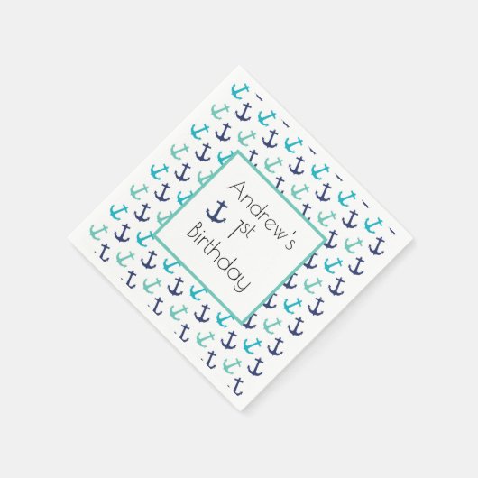 Nautic Blue Anchor Serviette (Ecke)