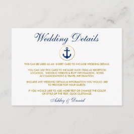 Nautic Blue Anchor Wedding Details Beipackkarte Begleitkarte